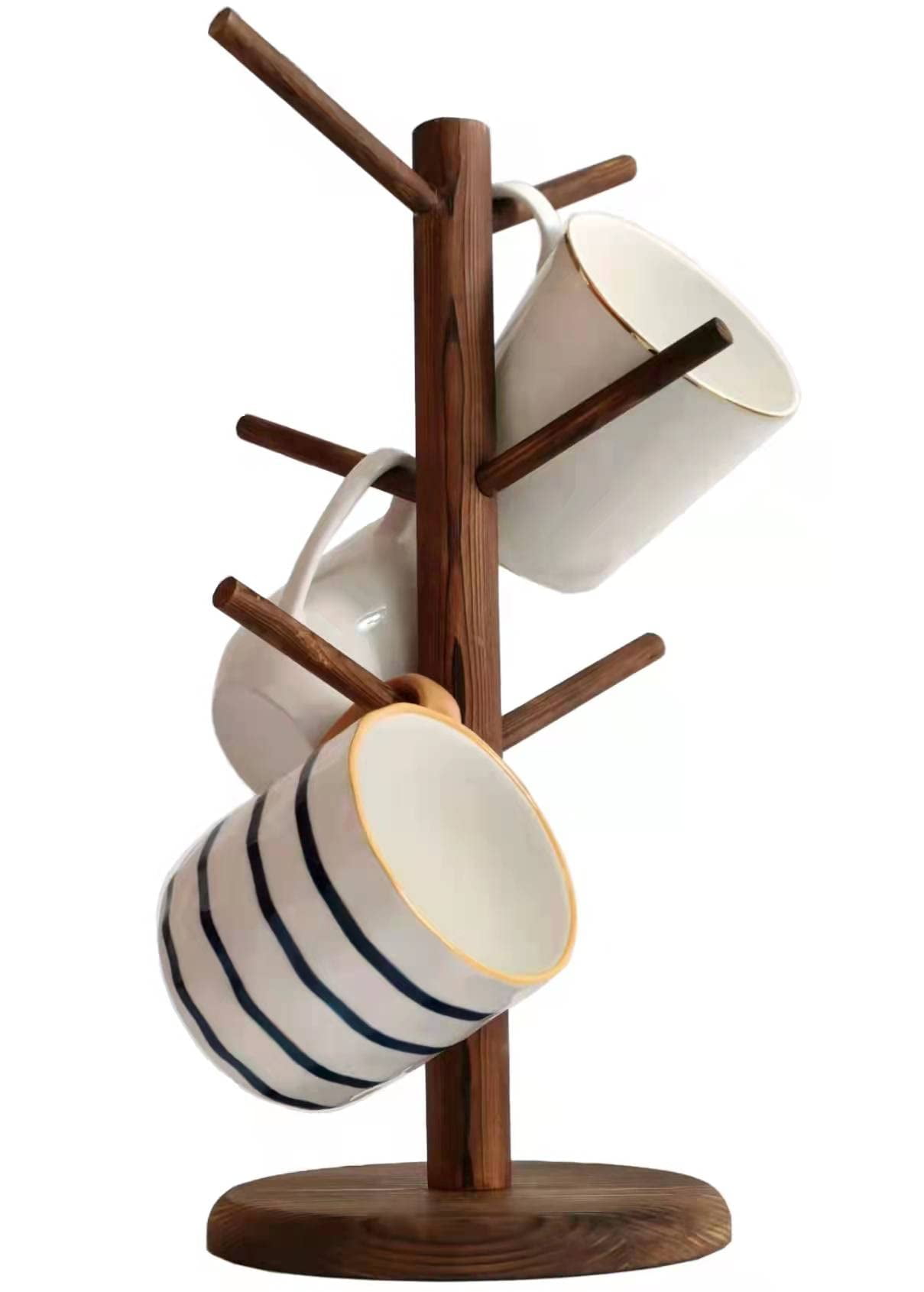 Patelai 14 Inch Coffee Mug Tree Mug Holder Tree Coffee Mug Rack Cup Holders  for Counter with 6 Hooks Removable Mug Stands (Clear,Acrylic)