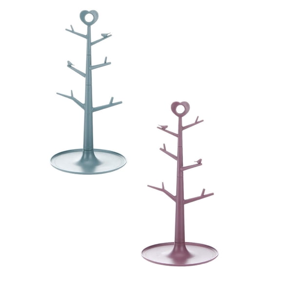 Mug Holder Tree Thicker Base Non Slip Coffee Cup Holder with 6 Hooks Coffee Mug Rack for Countertop Home Storage and Organizer 2PCS