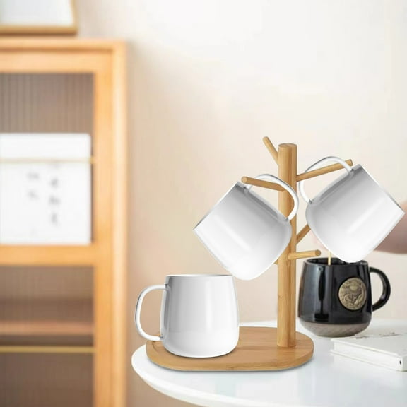 Mug Holders Trees,Coffee Mug Trees with 6 Hooks,Mug Stand Organizer for Countertop with Tray,Practical and Stylish,Keep Desktop Clean,Suitable for Holding Mugs, Glasses, Cups