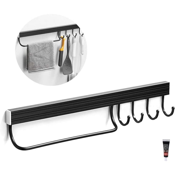 Mug Hook Hanger Under Shelf, Multi-function Hanger Easy Installation Anti-rust Space Saving for Kitchen, No Drilling Heavy Duty Iron Cup Holder Hanger (Black)