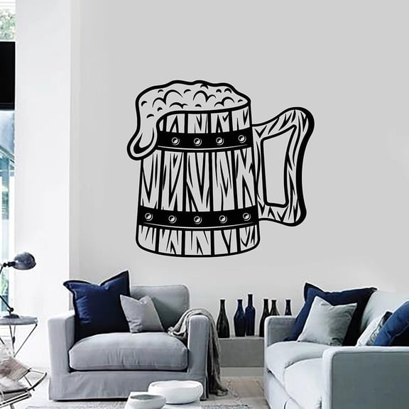 Mug Hop Wall Decal Beer Foam Pub Alcohol Beerhouse Interior Art Stickers Mural Vinyl Window Decor Man Cave Kitchen Decals 30x31cm