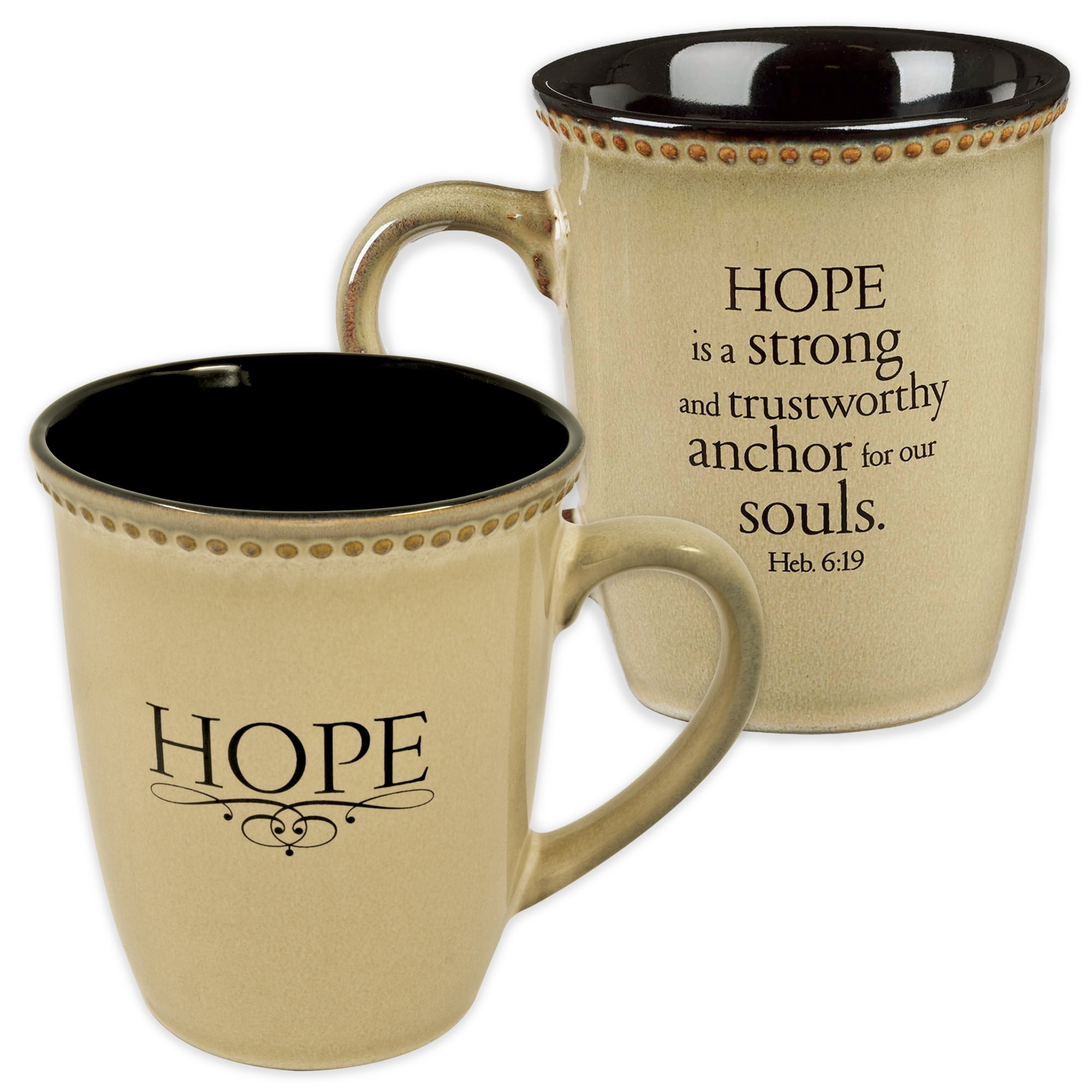 Hope Ivory Ceramic Mug with Black Interior, 13 oz