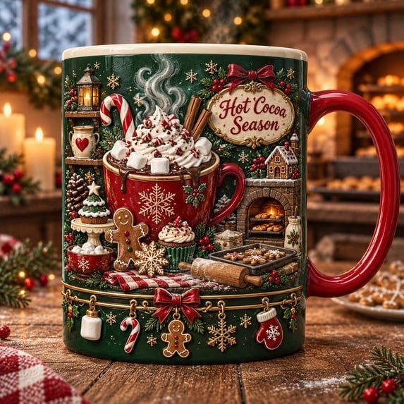Mug Hot Cocoa Season Christmas Bakery Ceramic for Cozy Winter Drinks Holiday Gift