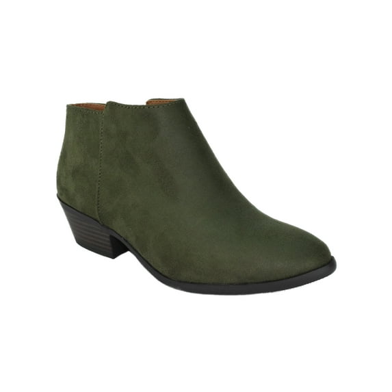 Mug Khaki Olive Green Suede Booties Soda Women Ankle Boots Small Short Heel Side Zipper 8