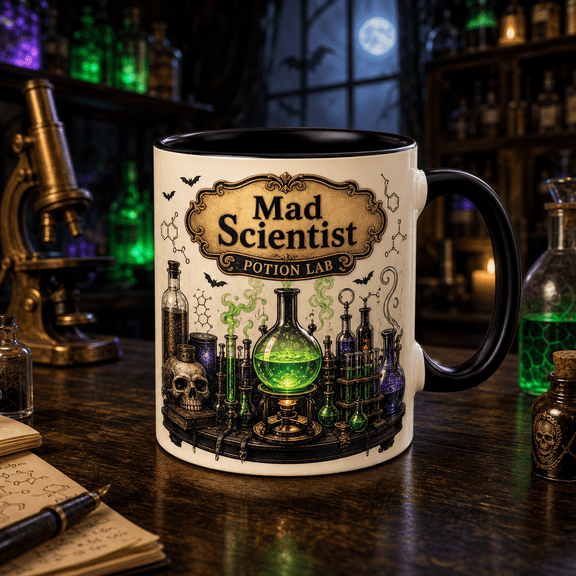 Mug Mad Scientist Potion Lab Ceramic Coffee Cup for Halloween Scientists