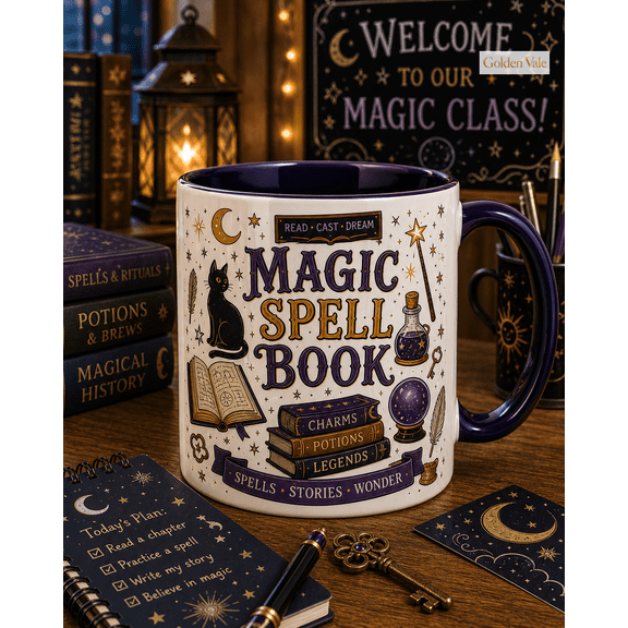Mug Magic Spell Book Design for Reading Coffee Breaks and Fantasy Book Lovers
