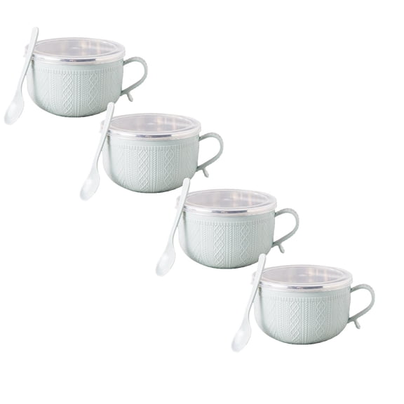 Mug Meals With/Lid-Its - 2026 New Mug Meals with Lids, Large Soup Mugs with Handles, for Coffee Soups Stews Reusable and Easy Grip, Holiday Winter Mugs Set (3PC-Blue)