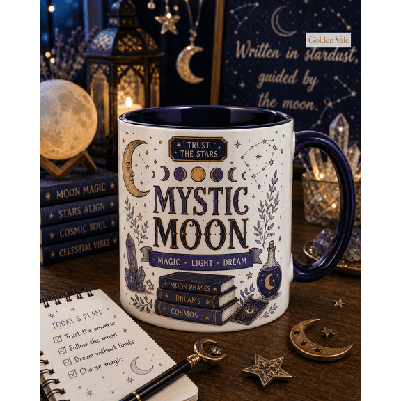 Mug Mystic Moon Ceramic Coffee Cup for Morning Rituals and Celestial Gift