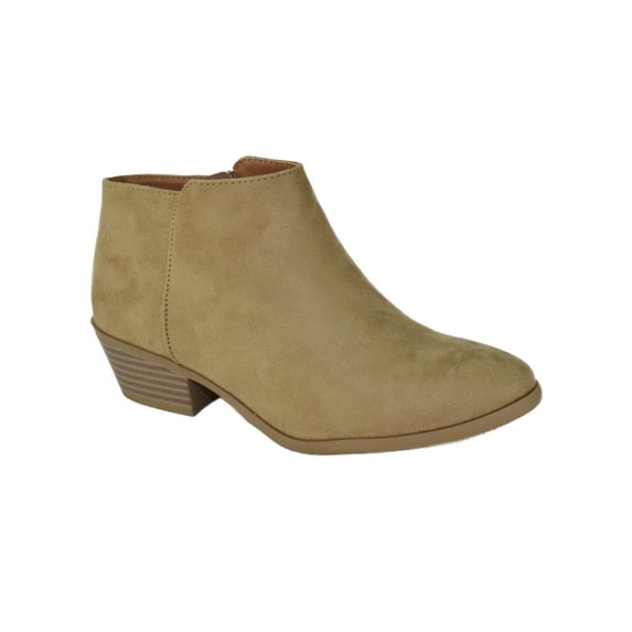Mug Natural Beige Nude Suede Booties Soda Women Ankle Boots Small Short Heel Side Zipper 7.5