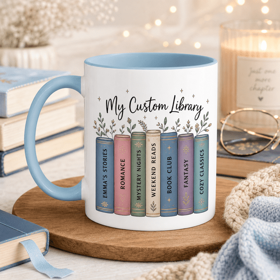 Mug Personalized Book Spine Library Pottery for Coffee or Tea Book Lovers