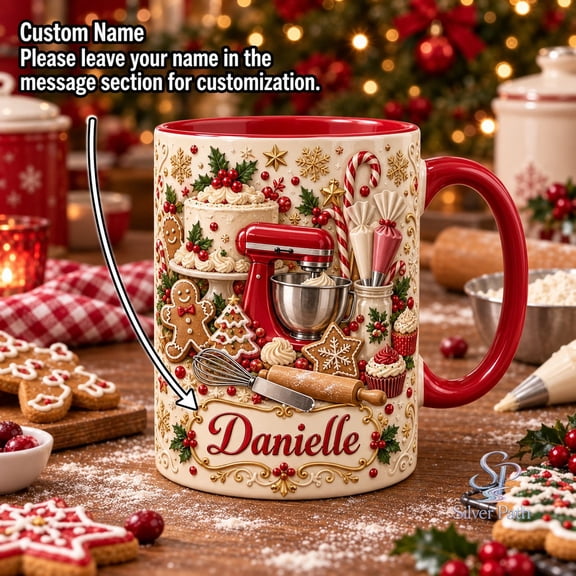 Mug Personalized Christmas Cake Decorating Design for Cozy Drinks, Baker Gift