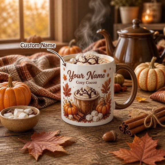 Mug Personalized Hot Cocoa Fall Drink Cup for Cozy Coffee Lovers