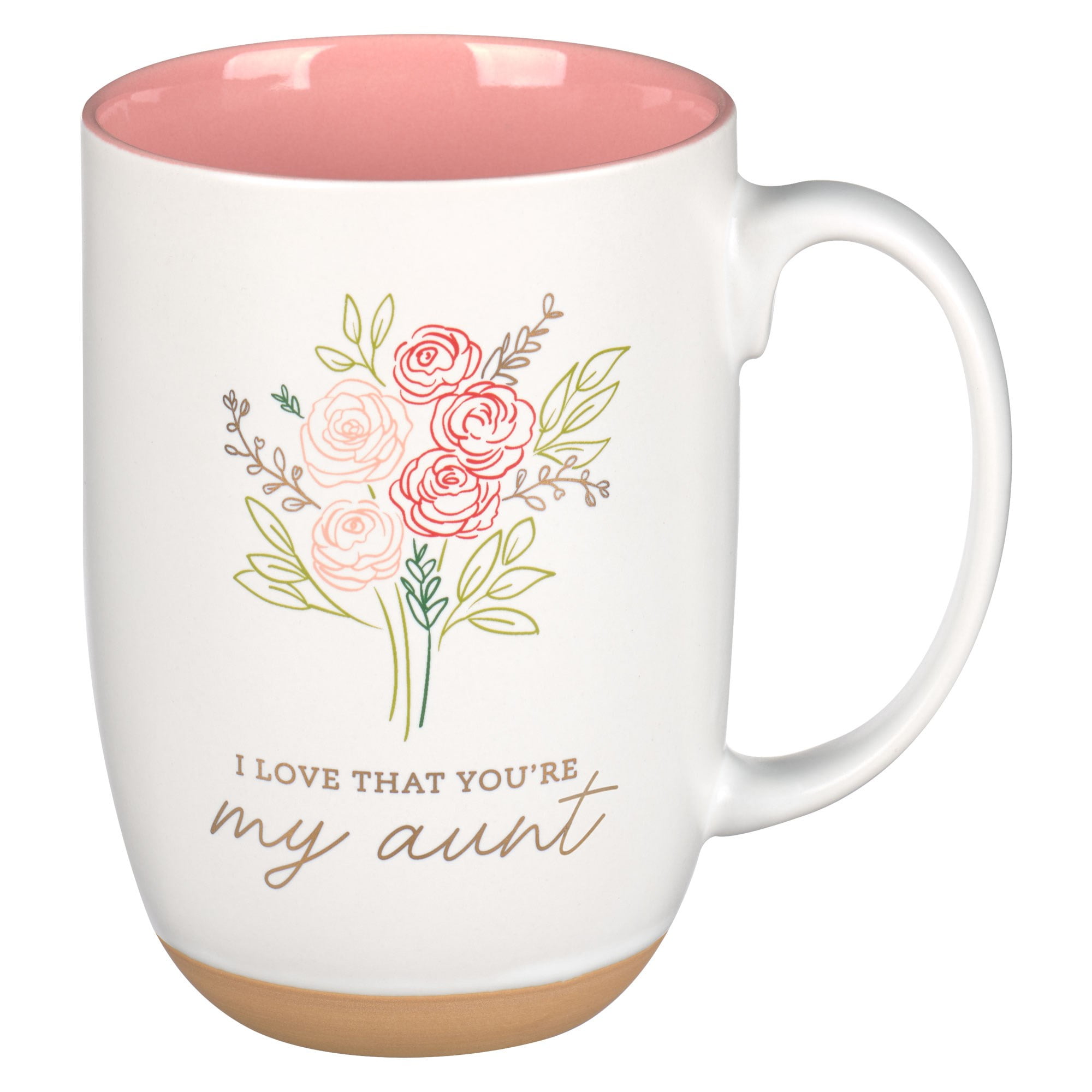 Personalized Pink Floral Ceramic Mug for Aunts, 15 oz