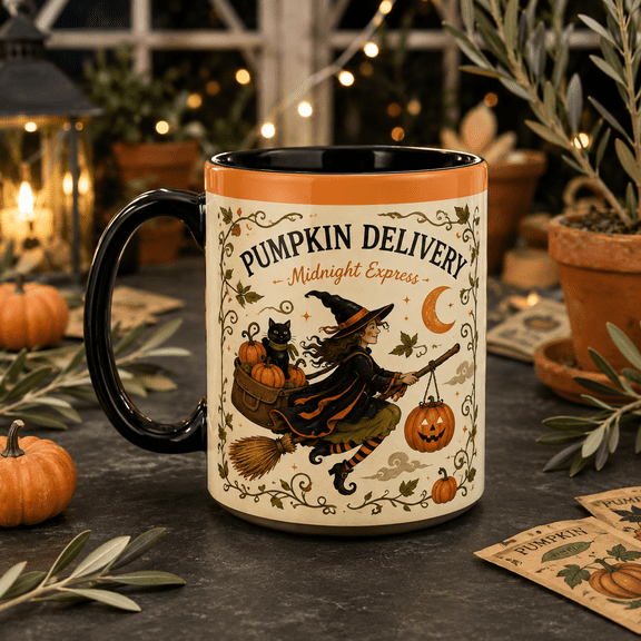 Mug Pumpkin Delivery Witch Ceramic Drink Cup for Halloween Coffee Lovers