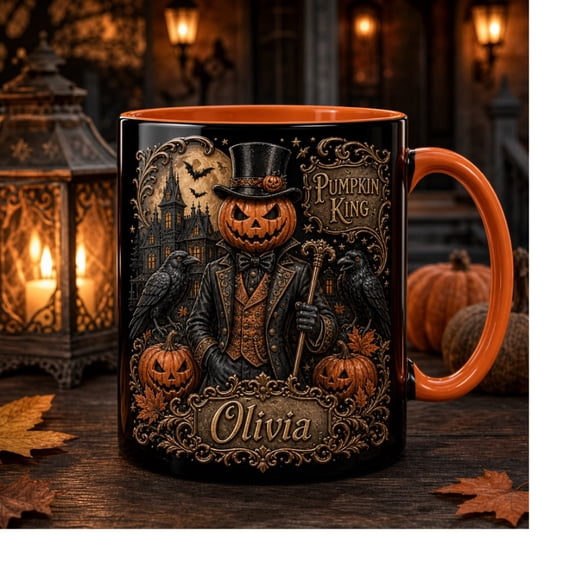 Mug Pumpkin King Personalized Coffee Cup for Halloween Fans