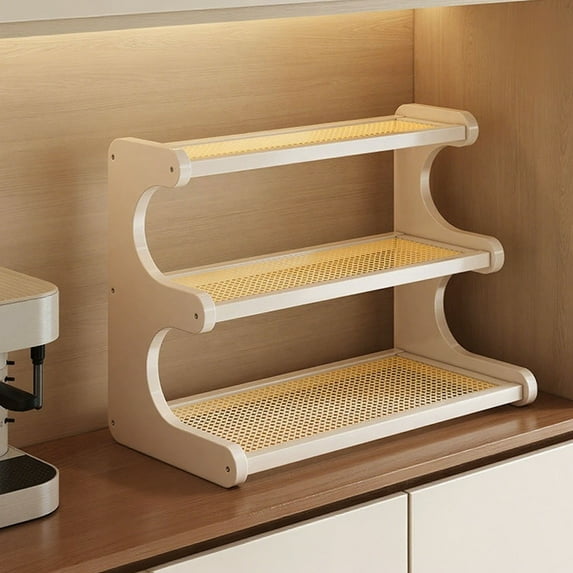 Mug Rack under $5! CQCYD Wooden Mug Rack, Countertop Cup Holder for Coffee Station, Mug Display Organizer, Kitchen Shelf for Cabinet, Rustic Home Decor