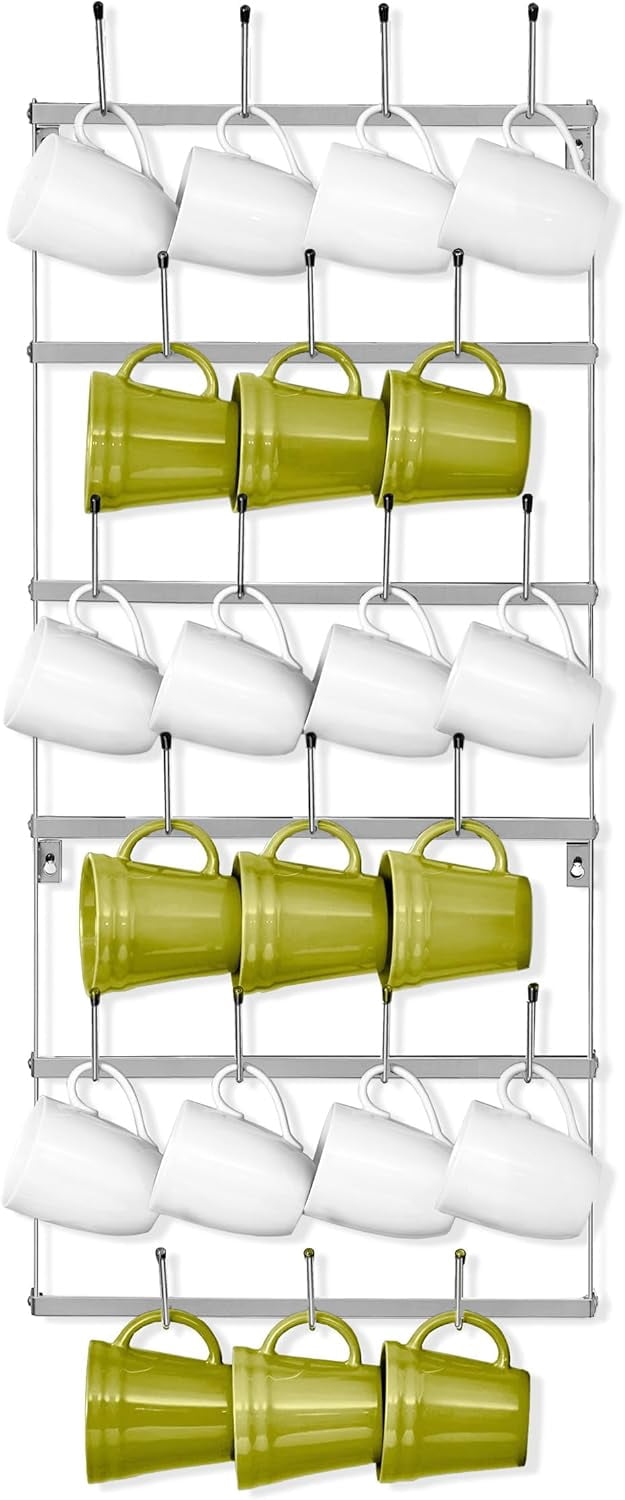 Mug Stack Rack Mug Rack for Wall - Small Rustic Coffee Mug Holder Wall Mount with 21 ...