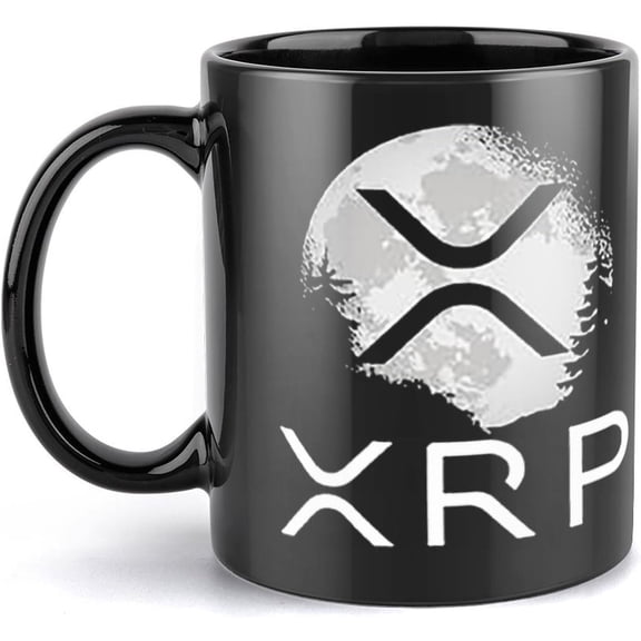Mug Ripple Coin Xrp Ledger Moon Cryptocurrency Bull Coffee Mug Tea Mug 11oz Ceramic Tea Cups (Black-8)