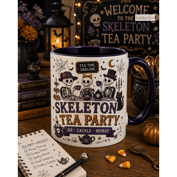 Mug Skeleton Tea Party Ceramic for Coffee and Tea Lovers