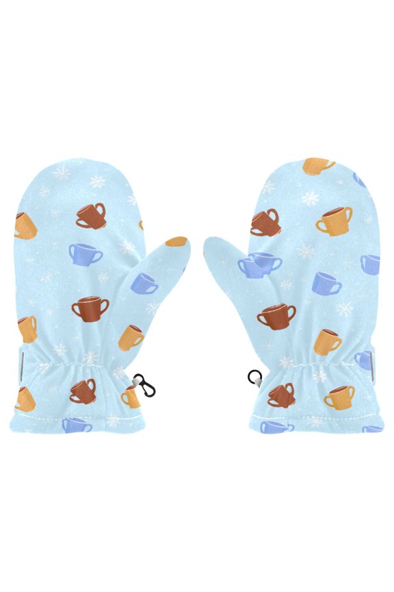 Mug Snowflake Design Cold Weather Mittens Cozy Gloves with Adjustable Fit Perfect for Outdoor Fun