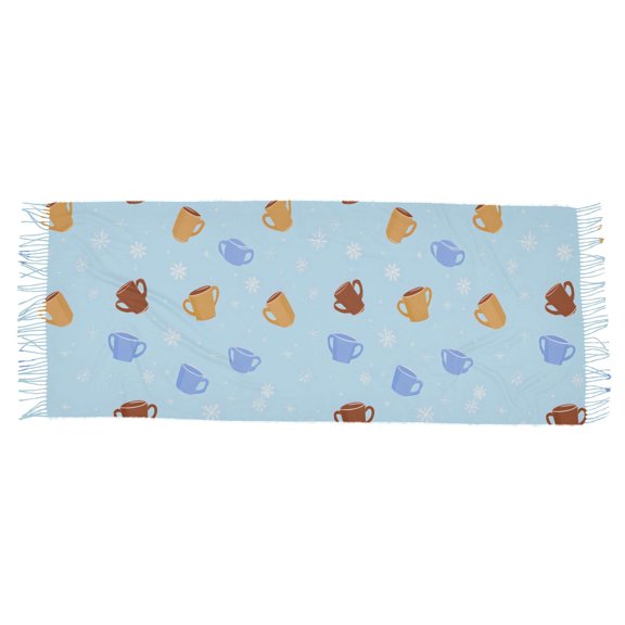 Mug Snowflake Design Women's Cold Weather Scarves Lightweight Warm Fashion Scarves, Breathable 86.6''x30.7''