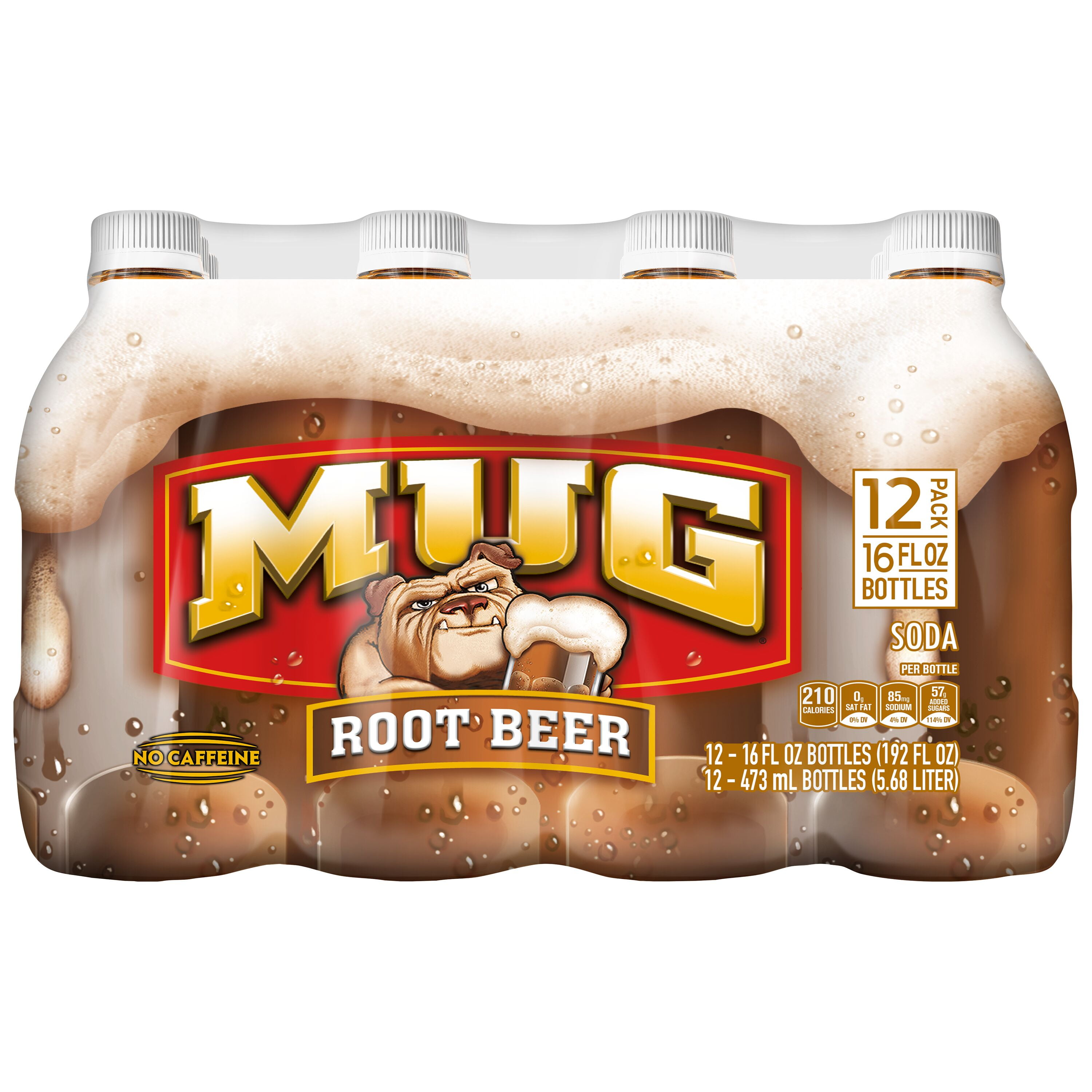 Mug Soda Root Beer 16 fl oz, 12 Count Bottles