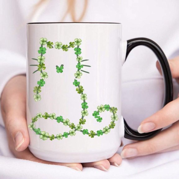 Mug St Patricks Day, S1HAmR1OCk Mug, St Patrick C1At, Paddys Day Gift, Lucky Four Leaf Clover Mug, Clover C1At Mug, C1At Mom Mug, C1At Lover Gift