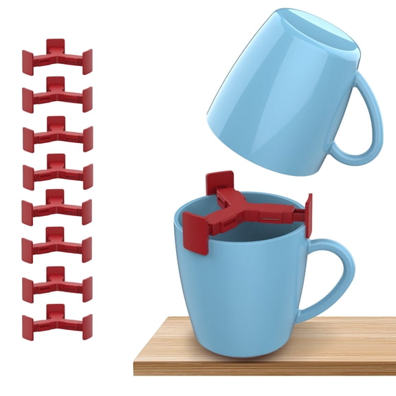 Mug Stacker 8-Pack – Coffee Bar Cup Holder & Cabinet Mug Organizer | Adjustable Stackable Mug Rack for Mugs & Glasses