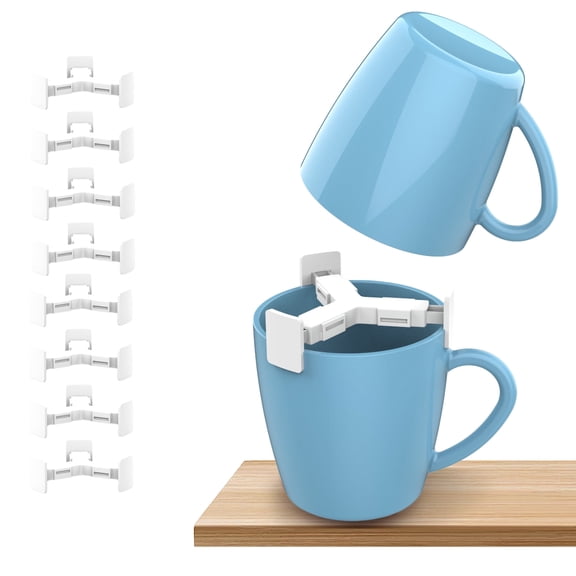 Mug Stacker 8-Pack – Coffee Bar Cup Holder & Cabinet Mug Organizer | Adjustable Stackable Mug Rack for Mugs & Glasses