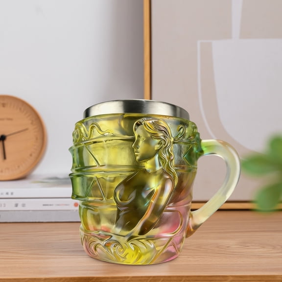 Mug Stainless Steel Book Mug for Women Handmade Coffee Cup with Decorative Relief Reading Writing Gift(1Pcs) Rkxzt