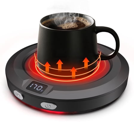 Coffee Mug Warmer for Desk -Auto Shut Off, 3 Heat Settings, Keep Your Coffee Warm for Office Hours, Perfect Coffee Lovers Gift Idea with 12-Hour-Timer, LED Light and Temperature Control (Black)