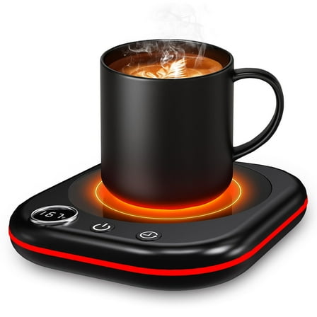 Mug Warmer,40W Coffee Mug Warmer for Desk with Temperature Display, 4H Auto Shut Off, 3 Temp Settings & 1-12H Timer, Smart Electric Beverage Warmer for Coffee, Tea, Water, Milk and Coco(Black)