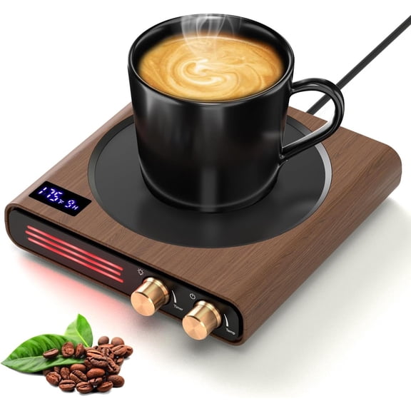 Mug Warmer,  50W Coffee Cup Warmer for Desk with 9 Tempreture Settings, 1-9Hrs Auto Shut Off  Candle Warmer with LED Lights, Electric Beverage Warmer Plate for Coffee, , Water, Milk