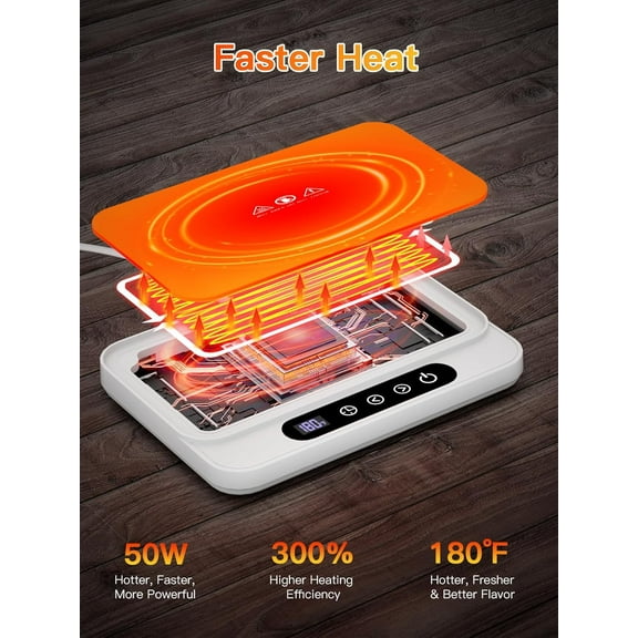 Mug Warmer, 50W Large Heating Panel Coffee Cup Warmer with 6-Temp Settings, 8H Auto Shut-Off, 12H Timer, - Design for Home, Office, Travel (White)