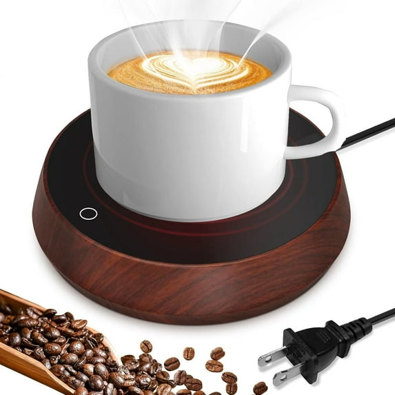 Mug Warmer, Coffee Mug Warmer for Desk, Cup Warmer Auto on/Off Gravity-Induction Mug Warmer, 2-Temperature Settings, Coffee Cup Warmer, Gifts for Family & Office, Wood Grain