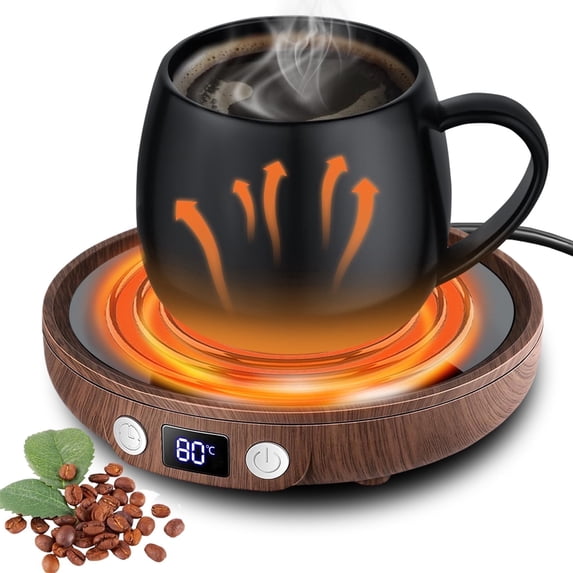 Woodgrain Mug Warmer, Coffee Warmer for Desk with 3 Temperature Settings (130°F/150°F/176°F), Cup Warmer for Tea Milk with 4H Auto-off, Coffee, Tea and Milk Warmer for Office Home Desk Use