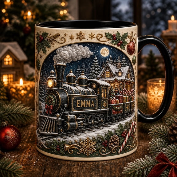 Mug Winter Holiday Train Coffee Cup for Cozy Coffee and Cocoa Christmas Gift