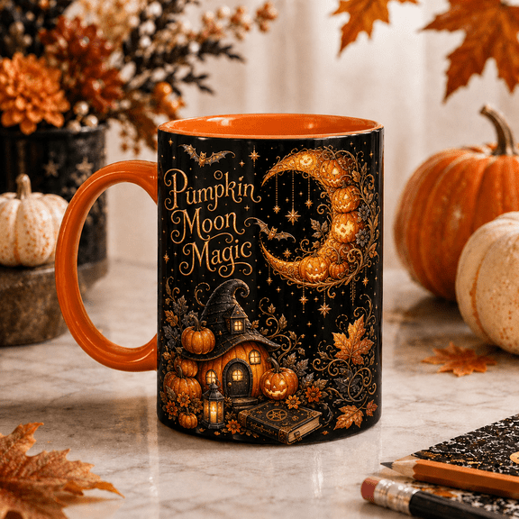 Mug Witchy Pumpkin Moon Magic Ceramic Coffee Cup for Halloween Lovers