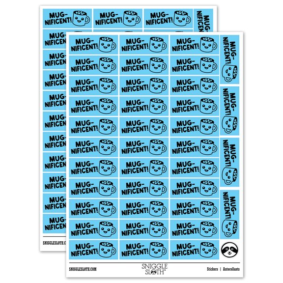 Mug-nificent Magnificent Job Teacher Student School Sticker Set - Light Blue - Gloss Finish - 1.5" Small
