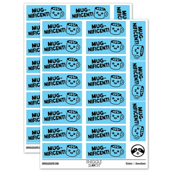 Mug-nificent Magnificent Job Teacher Student School Sticker Set - Light Blue - Gloss Finish - 2.00" Large