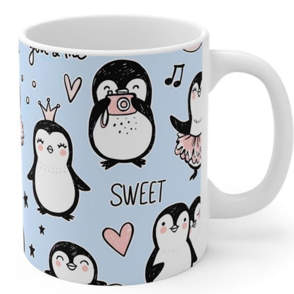 Mug oz, Cute Penguins Design, Gift Idea da, Birthda, Any Ocsion, Kitchen Dr, Coffee Cup, Penguin Lover Cistmas Gift,.