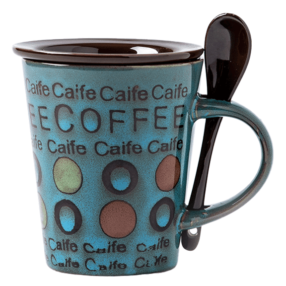 Mug/spoon set, Ceramic, 350ml, Multicolor