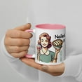 thumbnail image 1 of Mug with Color Inside Retro Housewife baked a pie, "Nailed it" (Pink, 11 oz), 1 of 2