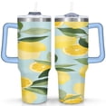 thumbnail image 1 of Mug with Handle and Straws 40 oz Stainless Steel Lemon Travel Coffee Mug Birthday Present for Men Dad Son Husband Gifts for Him/Her Coffee Mugs, 1 of 7