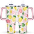 thumbnail image 1 of Mug with Handle and Straws 40 oz Vacuum Insulated Pineapple Travel Mug Birthday Present for Women Girls Daughter Mom Gifts for Him/Her Coffee Mugs, 1 of 7