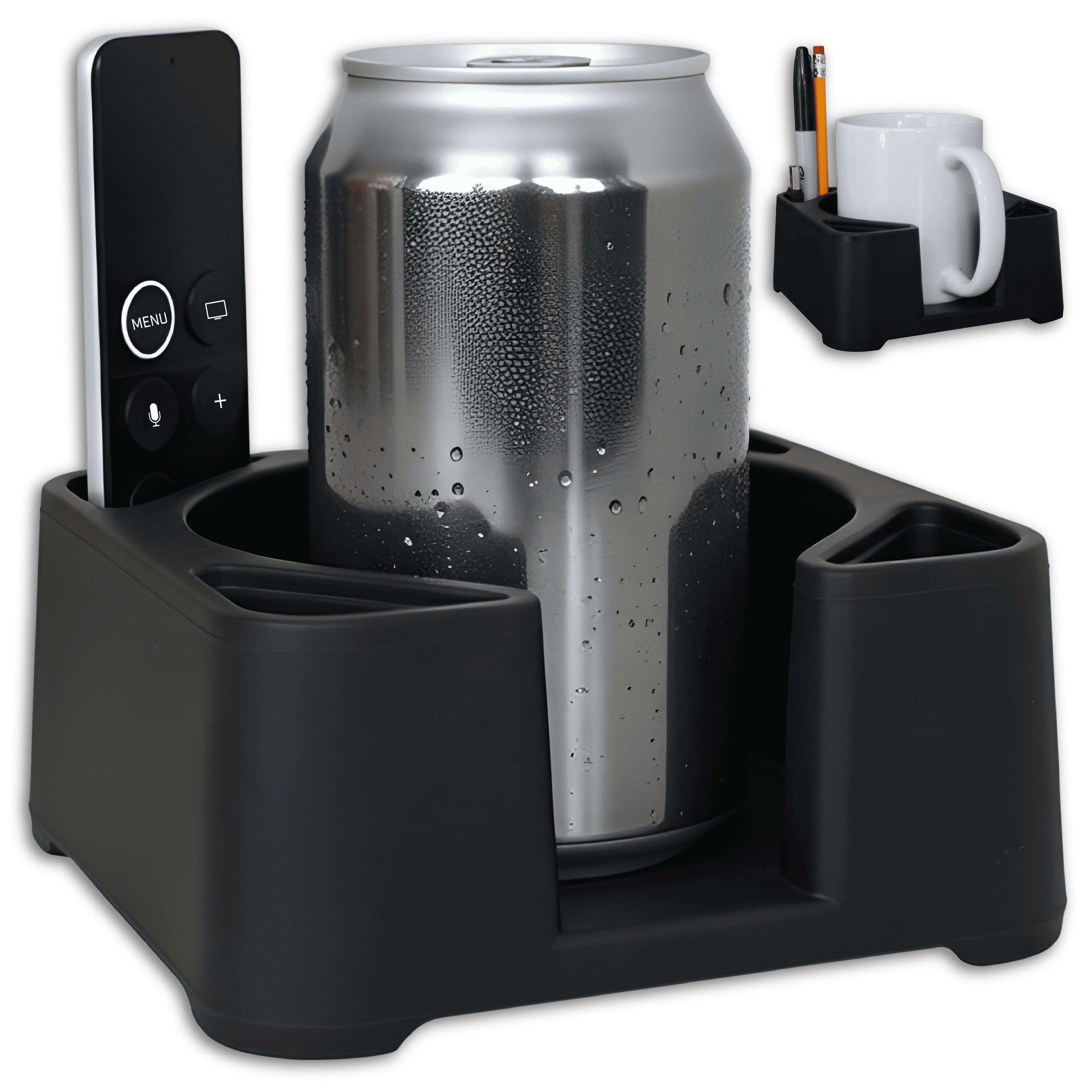 MugBrick Portable Silicone Cup Holder for Desk, Couch, Bed. Dishwasher Safe, Non-Spill Drink Holder for Office, Desktop, Sofa. Black