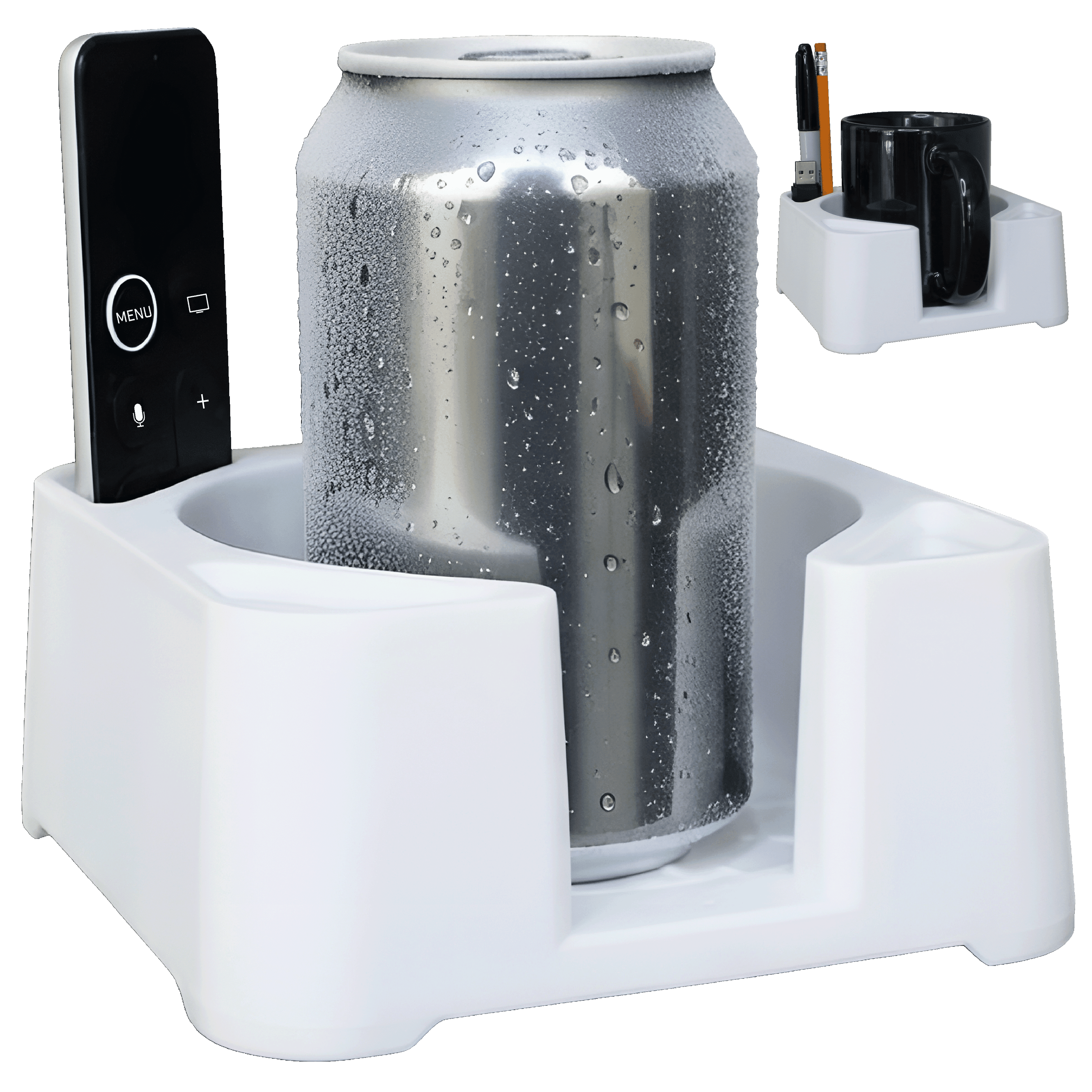 MugBrick Portable Silicone Cup Holder for Desk, Couch, Bed. Dishwasher Safe, Non-Spill Drink Holder for Office, Desktop, Sofa. White