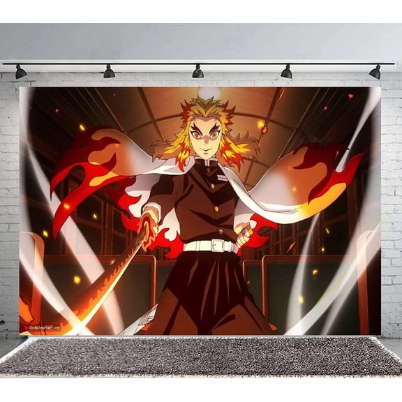 Mugen Train Backdrop Banner Party Supplies Poster Movie Theme Background for Photography Birthday Decorations