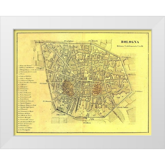 Muggiani 24x19 White Modern Wood Framed Museum Art Print Titled - Bologna Italy - Muggiani 1865