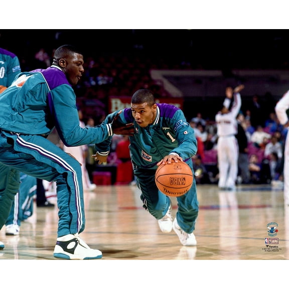 Muggsy Bogues Charlotte Hornets Unsigned Hardwood Classics Warming Up Photograph
